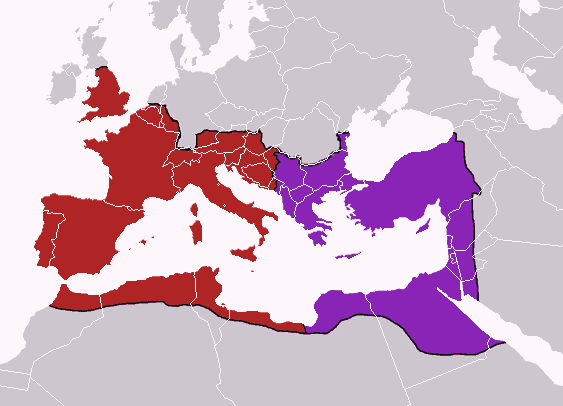 Карта Римской империи в IV в. н.э.